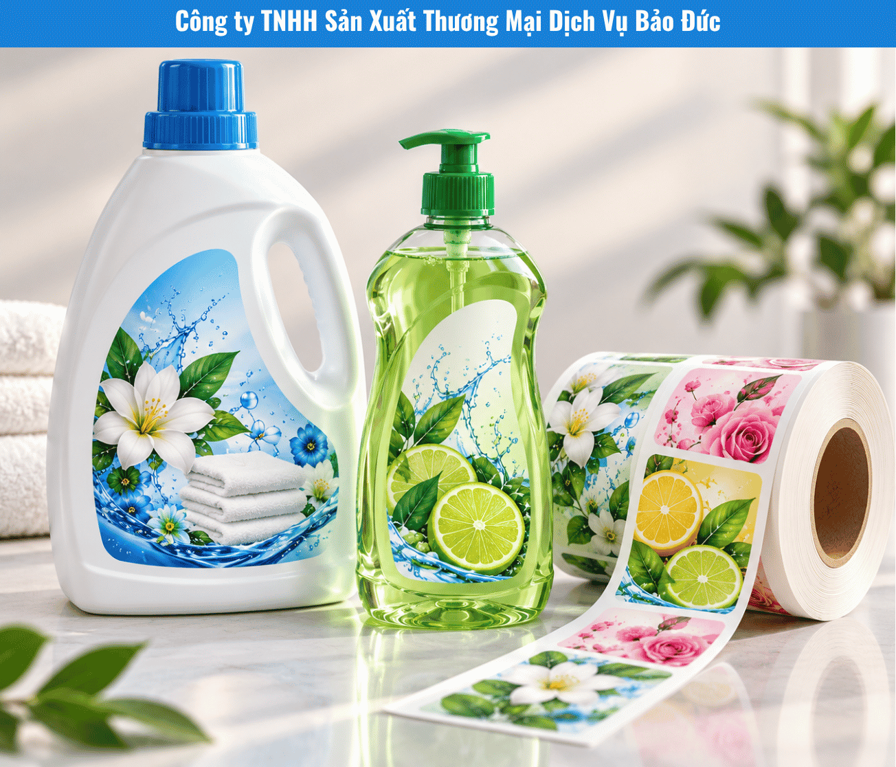 In Tem Nhãn Cuộn Nước Giặt, Nước Rửa Chén Và Hóa Mỹ Phẩm Gia Dụng